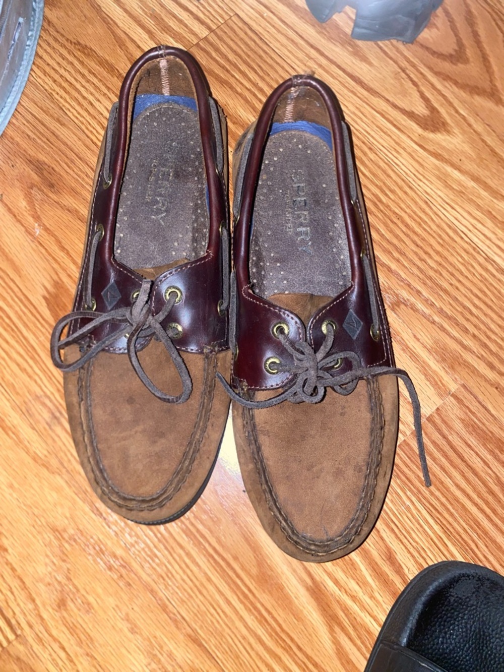 Sperry Two-Tone Brown Suede and Leather Boat Shoes